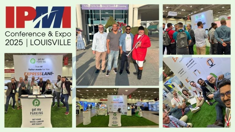 A collage of pictures of team Get My Parking at the IPMI Conference & Expo 2025